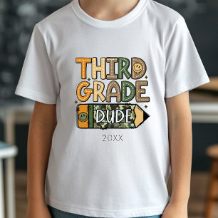 Back to School Third Grade Dude Camo Boy T-Shirt