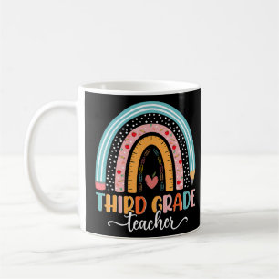 Back To School Third Grade Teacher Rainbow Boho  Coffee Mug