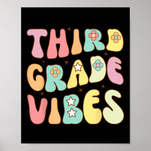 Back To School Third Grade Vibes Groovy Teacher Wo Poster