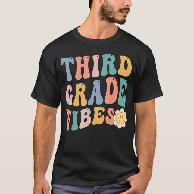 Back To School Third Grade Vibes Student Retro 3rd T-Shirt (Front)
