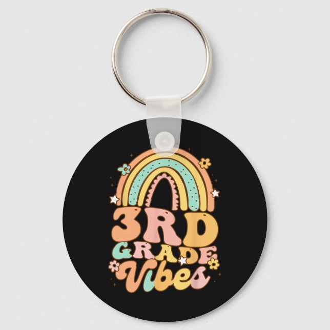 Back To School Third Grade Vibes Student Teacher r Key Ring (Front)
