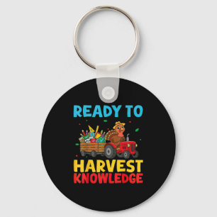 Back To School Turkey Farming Tractor Farmer Kids Key Ring