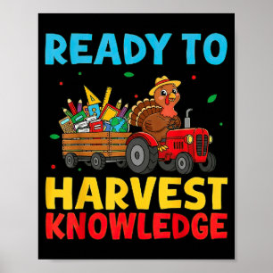 Back To School Turkey Farming Tractor Farmer Kids  Poster
