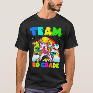 Back To School Unicorn Dinosaur Shark Team 3Rd Gra T-Shirt