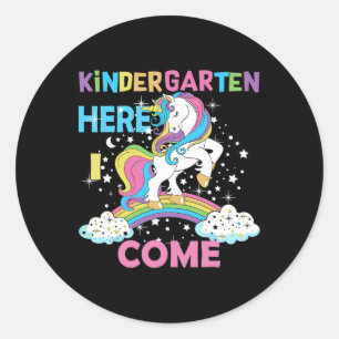 Back To School Unicorn Hello First Day Of Kinderga Classic Round Sticker