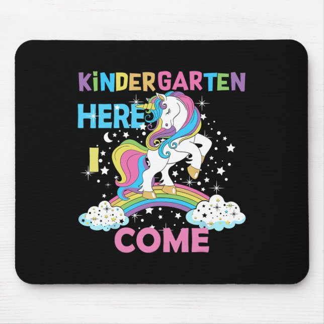 Back To School Unicorn Hello First Day of Kinderga Mouse Pad (Front)