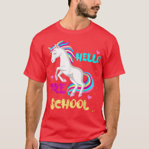 Back To School Unicorn Hello Kid First Day of Pres T-Shirt