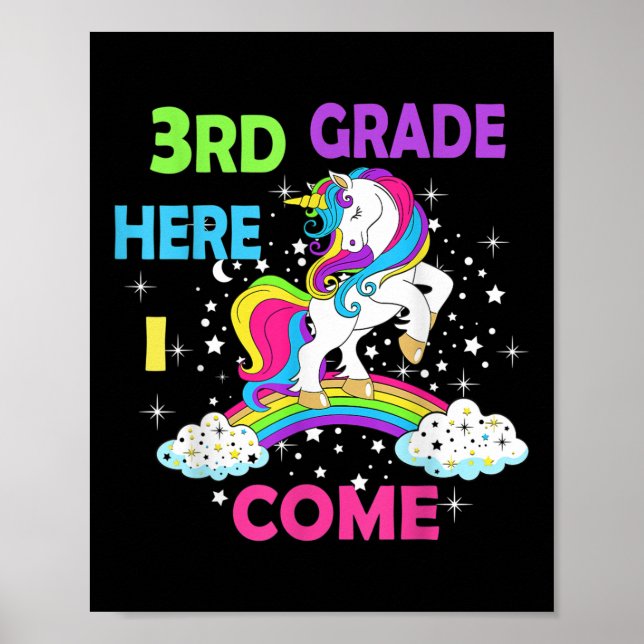 Back To School Unicorn Hello Kid First Day Of Thir Poster (Front)
