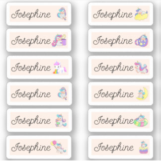 Back to School Unicorn Name Stickers