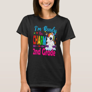 Back To School Unicorn  Ready To Charm 2nd Grade T-Shirt