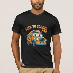 Back to School Vibes Cartoon School Bus T-Shirt