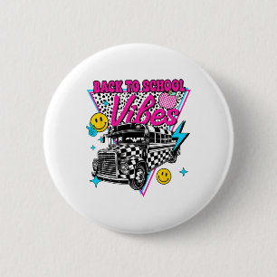 Back To School Vibes School Bus Preppy Teacher Stu 6 Cm Round Badge