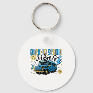 Back To School Vibes School Bus Preppy Teacher Stu Key Ring