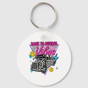 Back To School Vibes School Bus Preppy Teacher Stu Key Ring