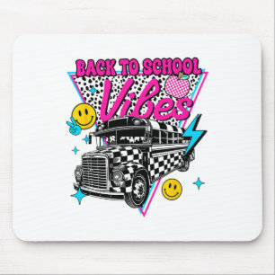Back To School Vibes School Bus Preppy Teacher Stu Mouse Pad