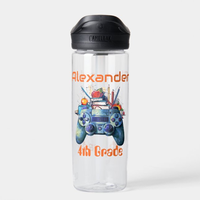 Back To School Video Game Water Bottle (Back)