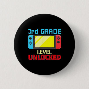 Back To School Video Gamer 3rd Grade Level Unlocke 6 Cm Round Badge