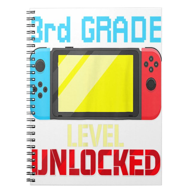 Back to School Video Gamer 3rd Grade Level Unlocke Notebook (Front)