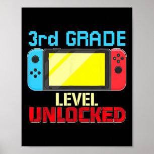 Back to School Video Gamer 3rd Grade Level Unlocke Poster