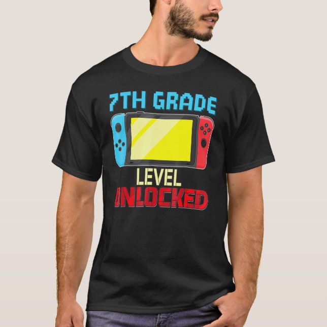 Back To School Video Gamer 7th Grade Level Unlocke T-Shirt (Front)