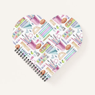 Back to school watercolor academic supplies notebook