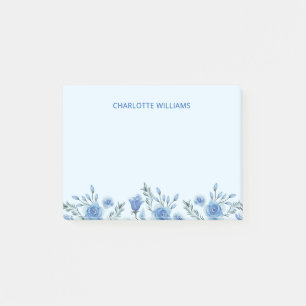 Back to School Watercolor Blue Floral Teacher Post-it Notes