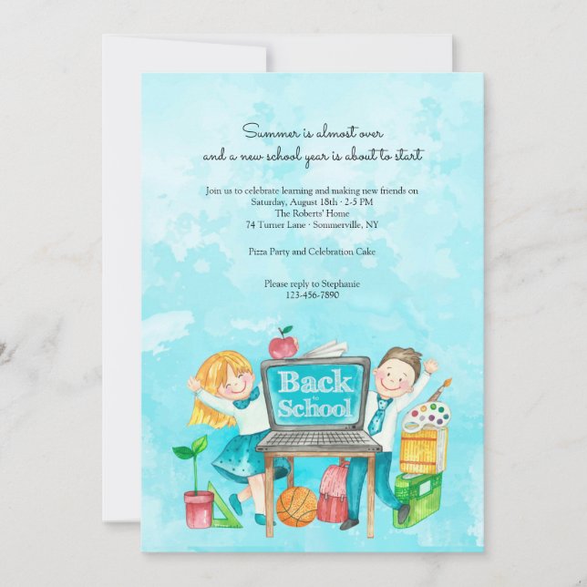 Back to School Watercolor Invitation (Front)