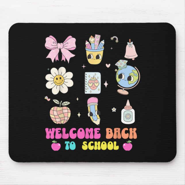 Back To School Welcome Back Cute Globe Pencil Art  Mouse Pad (Front)