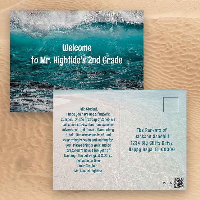 Back to School Welcome Students Ocean Waves Postcard (Creator Uploaded)