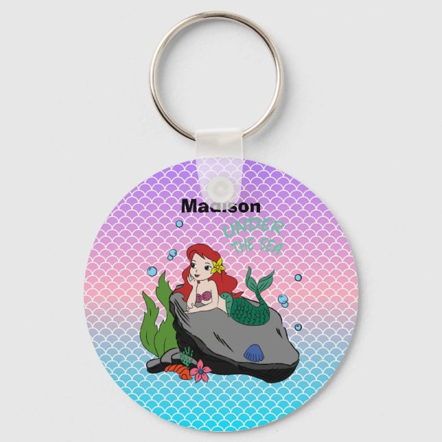 Back to school with mermaids and the sea   key ring (Front)