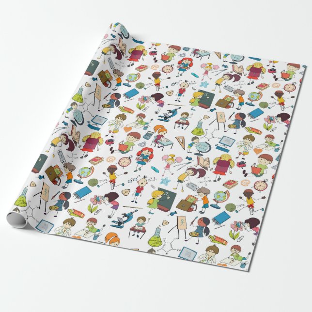 Back to School Wrapping Paper (Unrolled)