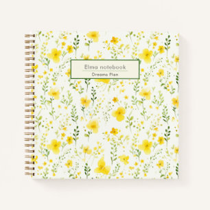 Back to school yellow wildflower pattern floral  notebook