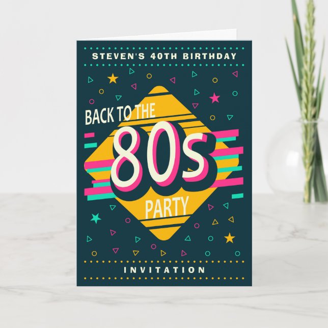 Back to the 80s Birthday Party Invitation (Front)