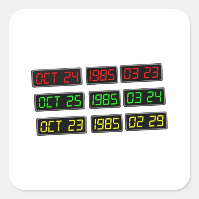 Back to the 80s by Time Travel Machine Square Sticker (Front)