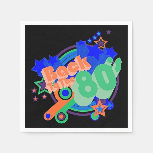 Back To The 80's Retro 80's Party Paper Napkins (Front)