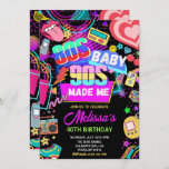 Back to the 90s Modern Retro Neon 40th Birthday  Invitation<br><div class="desc">Back to the 90s Modern Retro Neon 40th Birthday Invitation 80S Baby 90s Made Me Birthday Party Invitation back to the 90s Neon party glow dance disco 2000s birthday 90s instant</div>