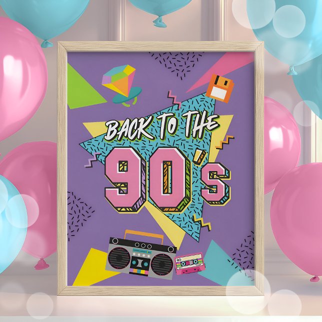 Back to the 90s Party Sign, 90s Birthday Poster (Creator Uploaded)
