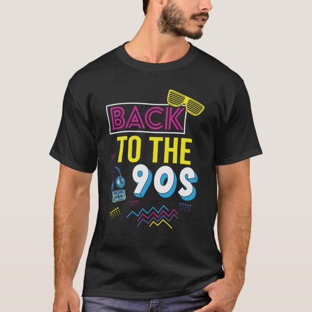 Back to the 90s Retro Groovy Bright Colourful T-Shirt (Front)