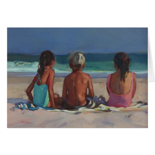 'Back to the Beach' - children enjoying the beach Card
