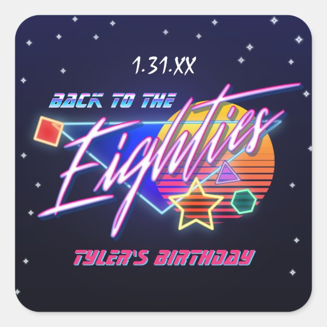 Back to the Eighties Neon Stickers (Front)