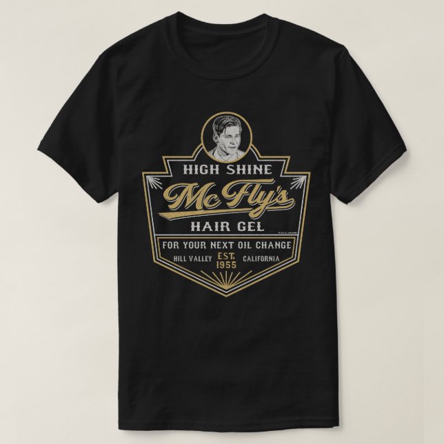 Back to the Future McFlys Hair Gel Label Worn T-Shirt (Design Front)