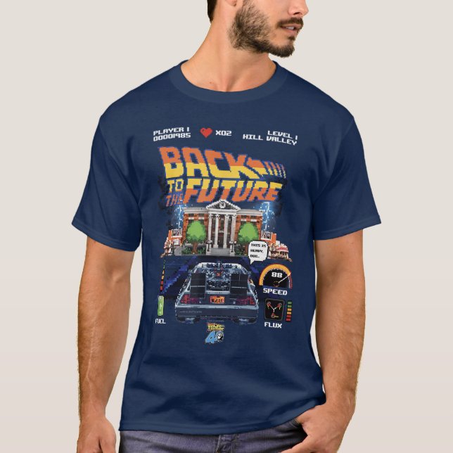 Back tohe Future 40th Anniversary Video Game Style T-Shirt (Front)