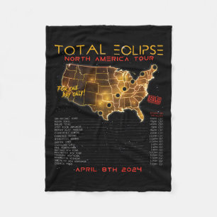 Back) Total Solar Eclipse 2024 North America Tour Fleece Blanket