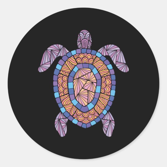 Back Turtle Novelty Reptile Classic Round Sticker (Front)