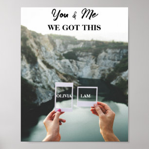 Back View Couple Sitting Beach Landscape You & Me Poster