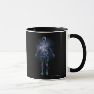 Back view of a human skeleton mug