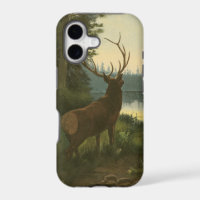 Back view of Elk Looking over a Lake