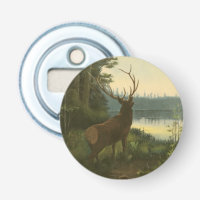 Back view of Elk Looking over a Lake