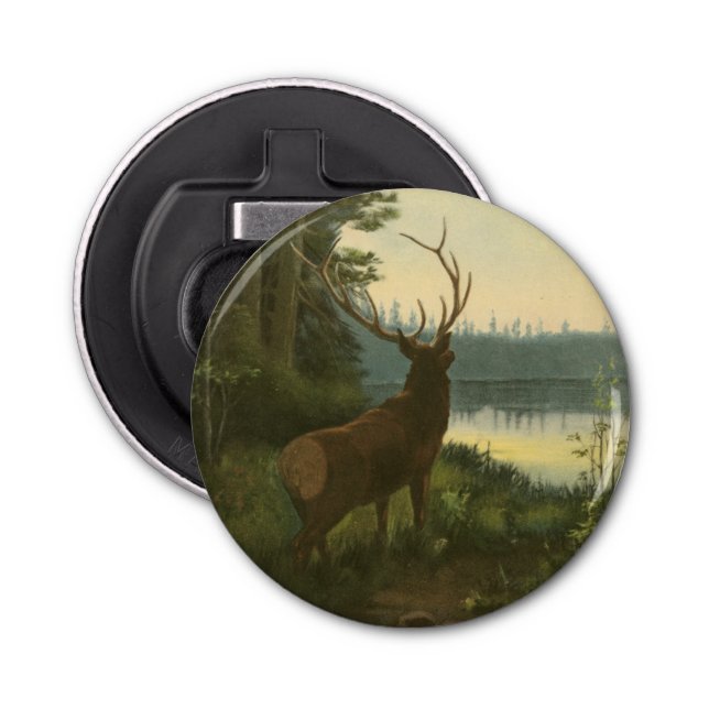 Back view of Elk Looking over a Lake Bottle Opener (Front)
