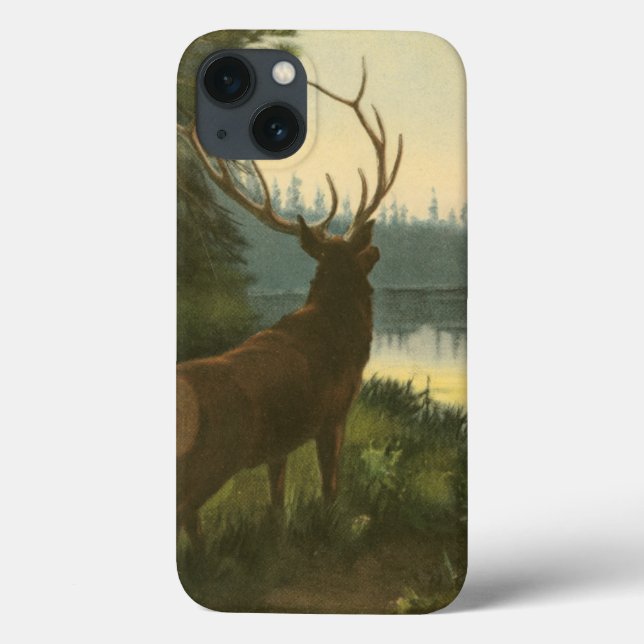 Back view of Elk Looking over a Lake Case-Mate iPhone Case (Back)